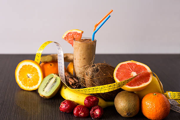 Fresh fruits on wooden table